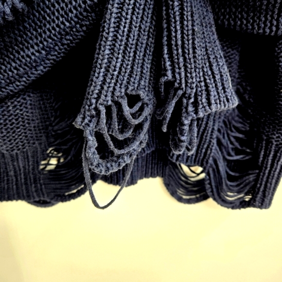 NSF Sweater Presley Distressed Navy Cotton - Picture 8 of 14